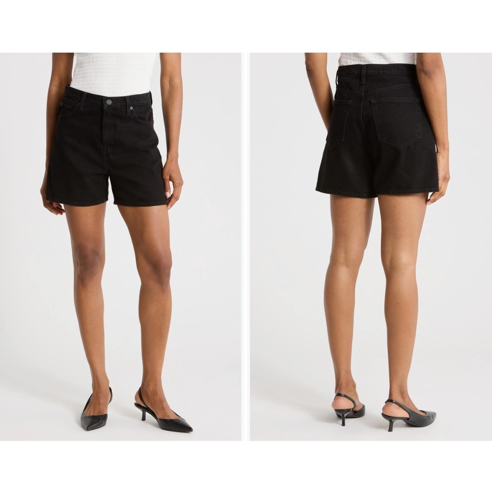 Frame The Easy High Waist Denim Shorts in Honor Black Women 25 NWT‎ $198